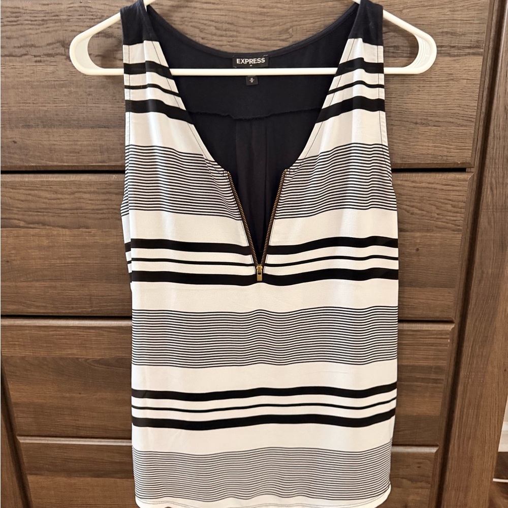 Express Navy and White Striped Tank Top
